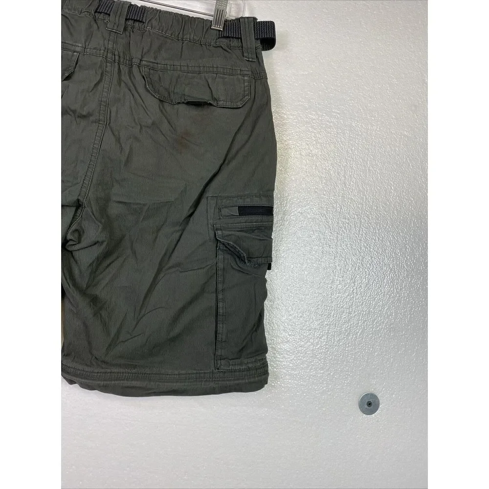 BC Clothing Cargo Shorts MX32 Mens Gray Belt‎ Stretch zip Outdoor Hiking Fishing